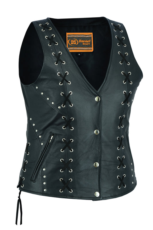 DS234 Women's Open neck Vest with Lacing Details