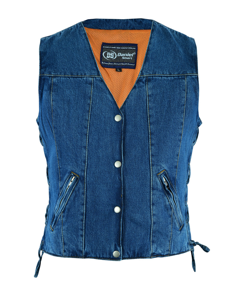 DM997 Women's Single Back Panel Concealed Carry Denim Vest - Blue