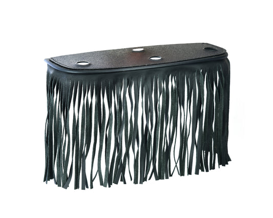 B1005 Black Leather Floor Boards with Fringe - Large