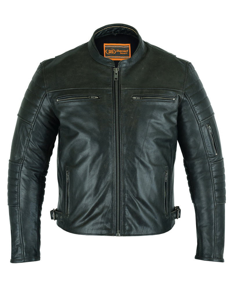 DS754 Men's Modern Crossover Scooter Jacket - Gun Metal Brown