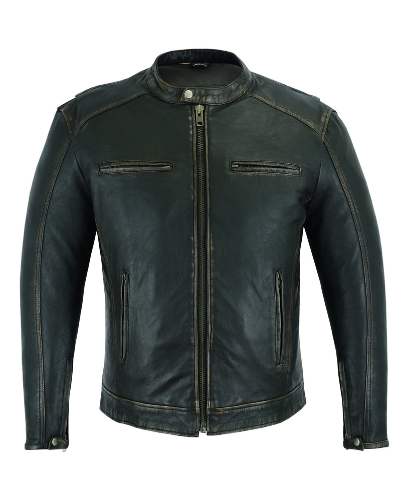 DS743 Men's Cruiser Jacket in Lightweight Drum Dyed Distressed Naked