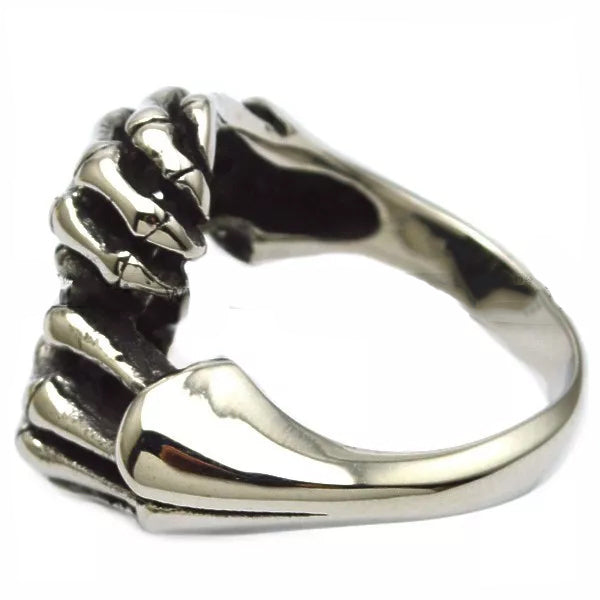 R3002 Stainless Steel Skull Fingers Biker Ring