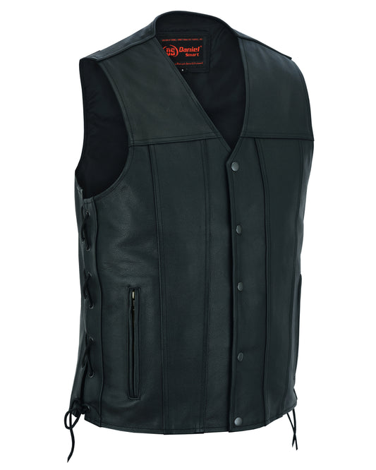 DS161TALL Men's Tall Classic Tapered Bottom Biker Leather Vest