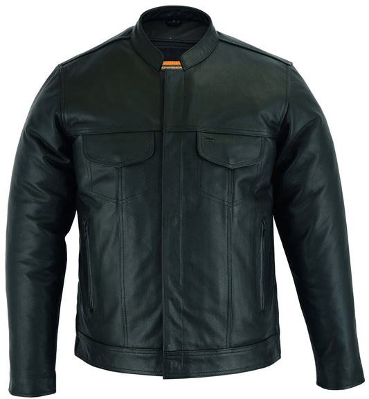 DS788 Men's Full Cut Leather Shirt with Zipper/Snap Front