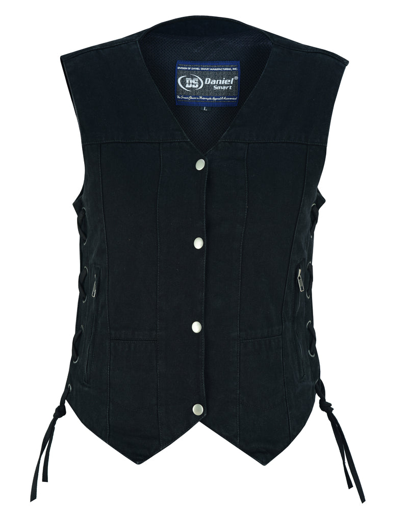 DM947 Womens 6 Pocket Denim Utility Vest - Black