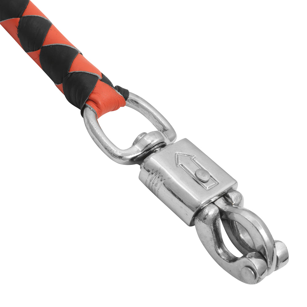 GBW209B Leather Biker Whip-Orange/Black W / White Pool Ball