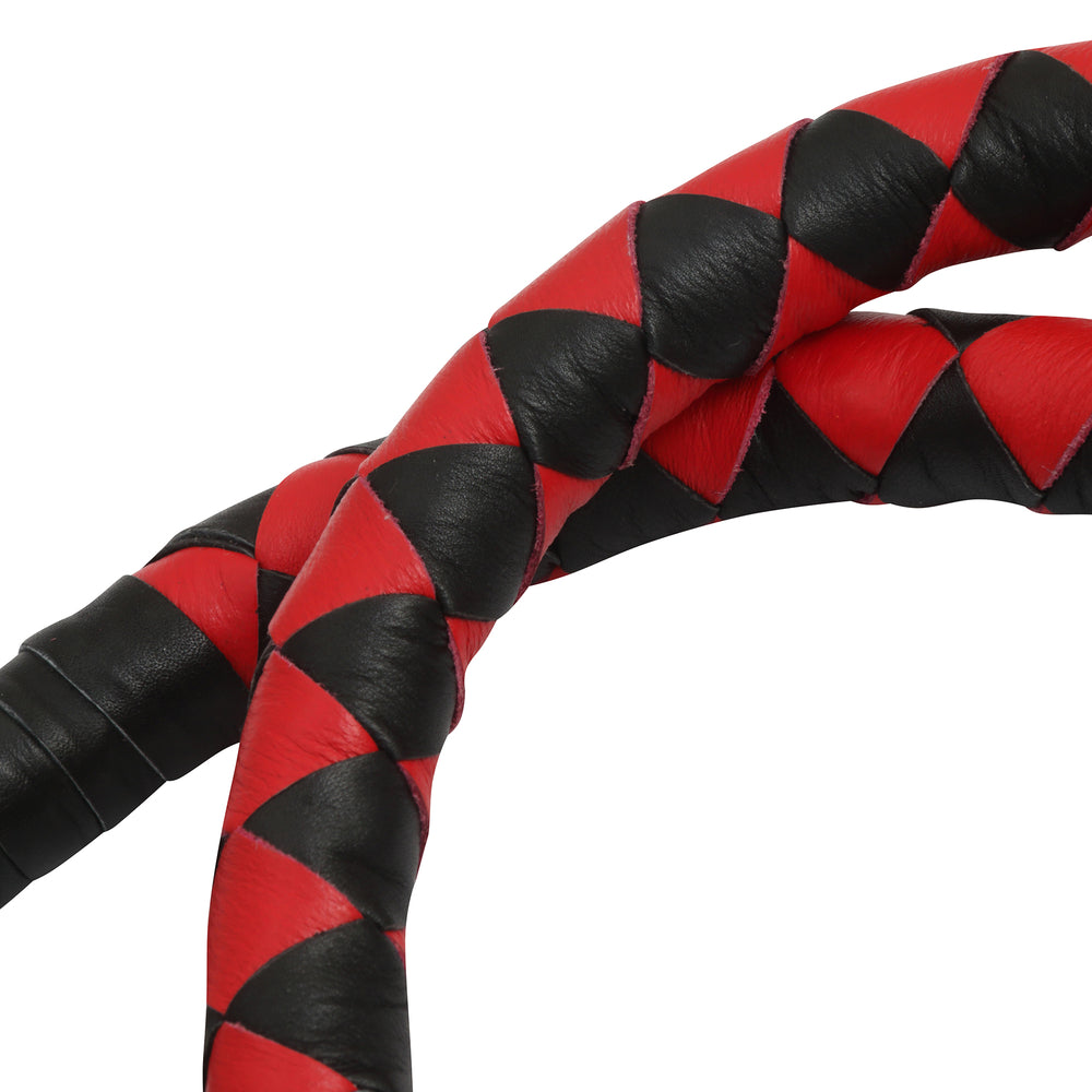 GBW211B Leather Biker Whip-Red/Black W / White Pool Ball