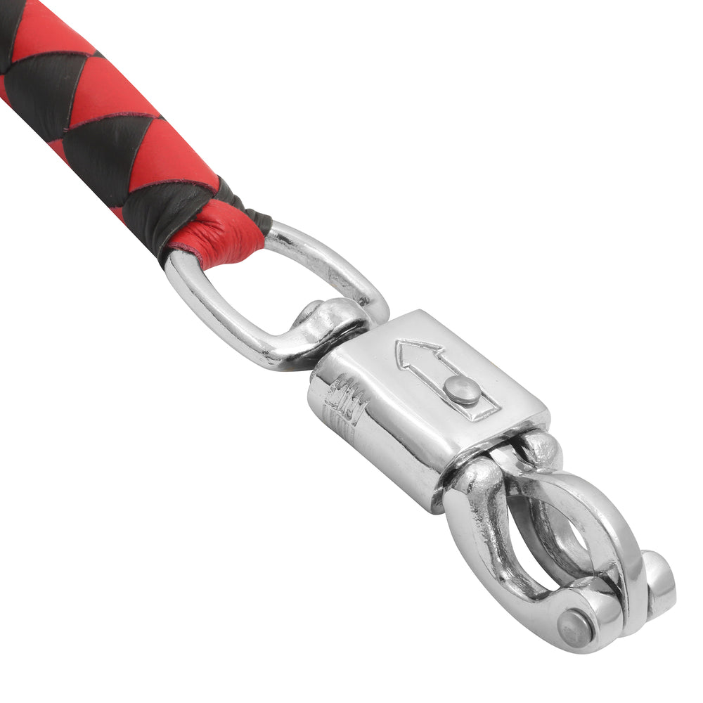 GBW211B Leather Biker Whip-Red/Black W / White Pool Ball