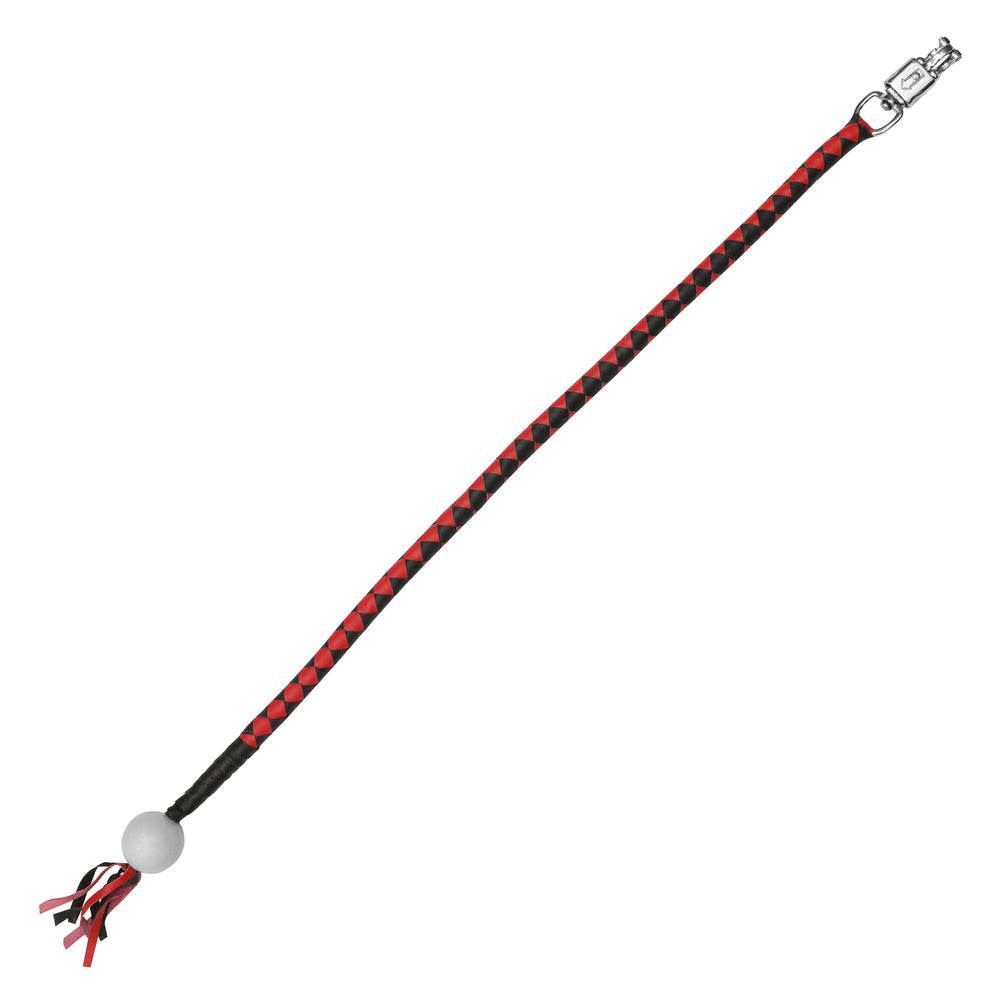 GBW211B Leather Biker Whip-Red/Black W / White Pool Ball