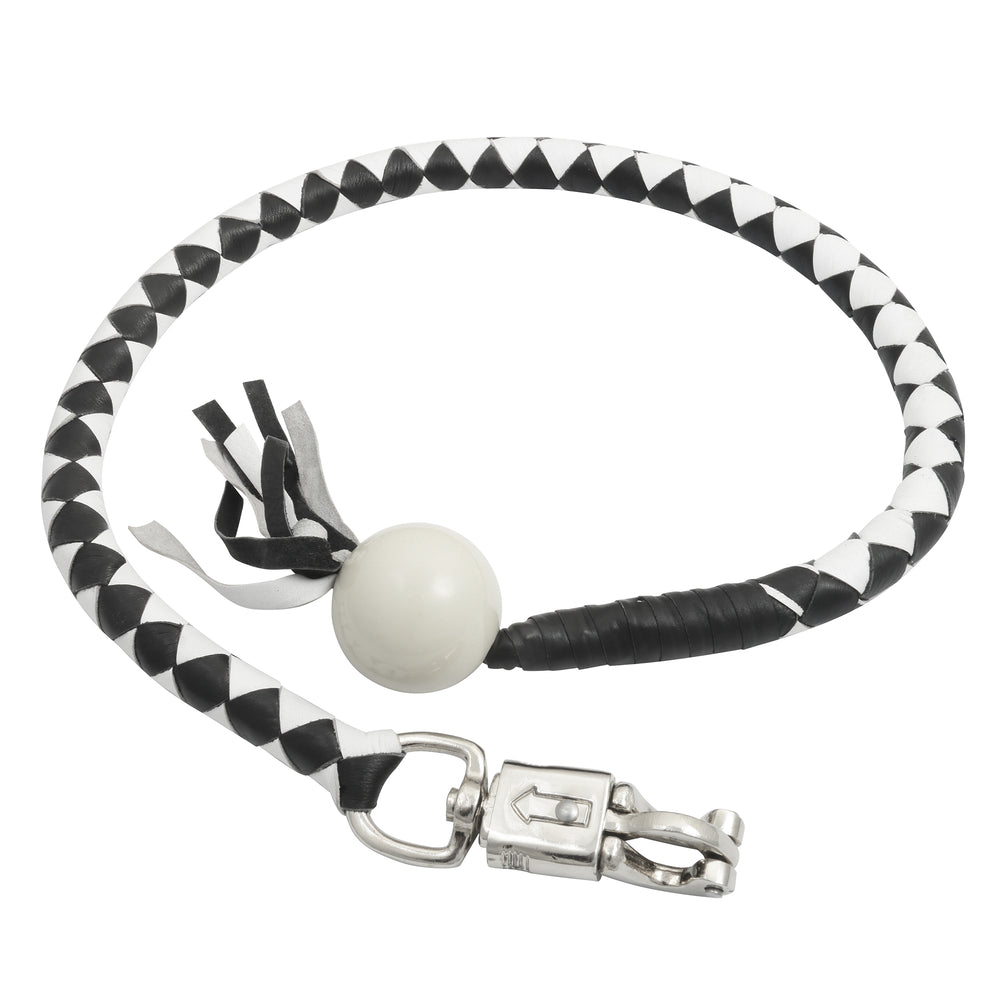 GBW212B Leather Biker Whip-White/black W / White Pool Ball