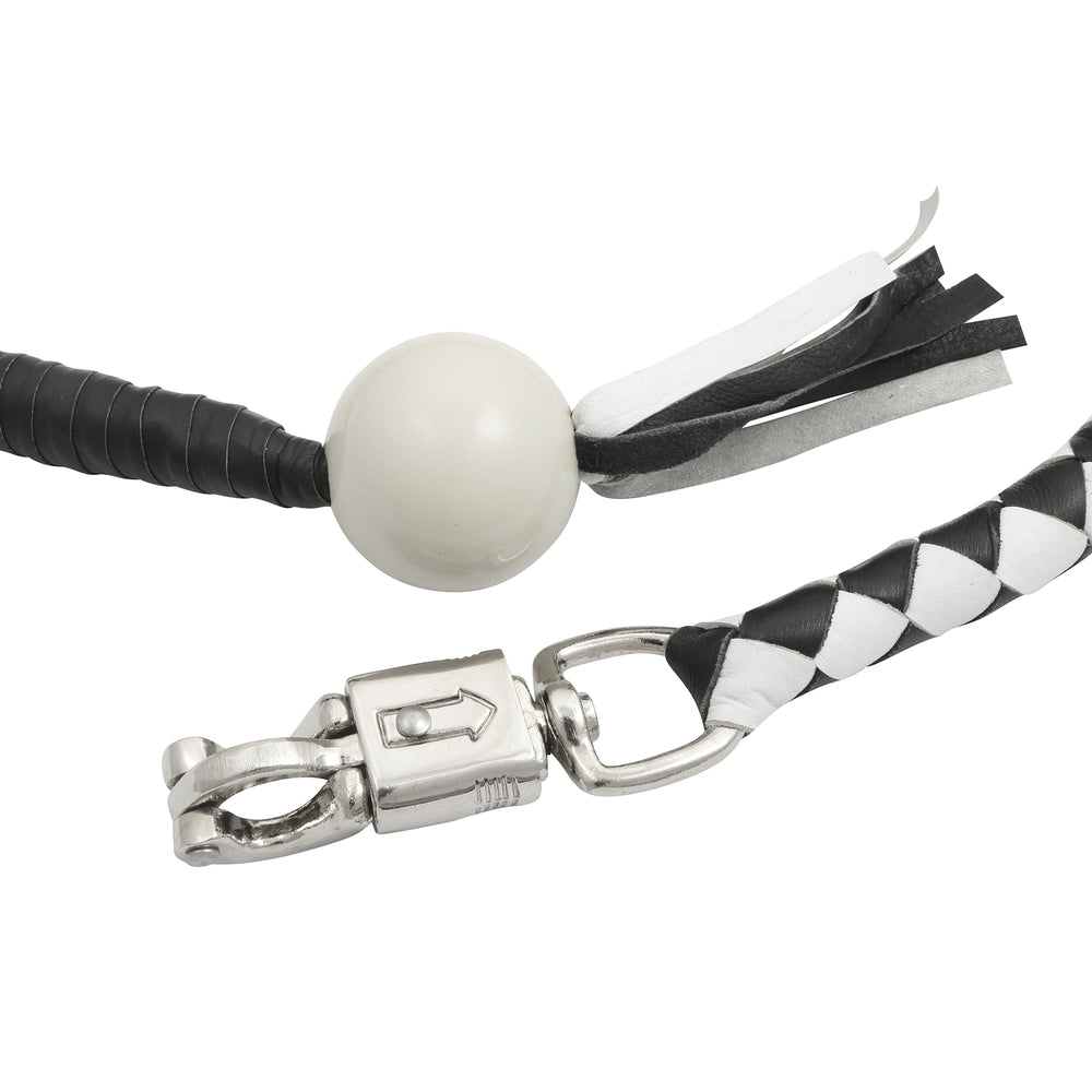 GBW212B Leather Biker Whip-White/black W / White Pool Ball