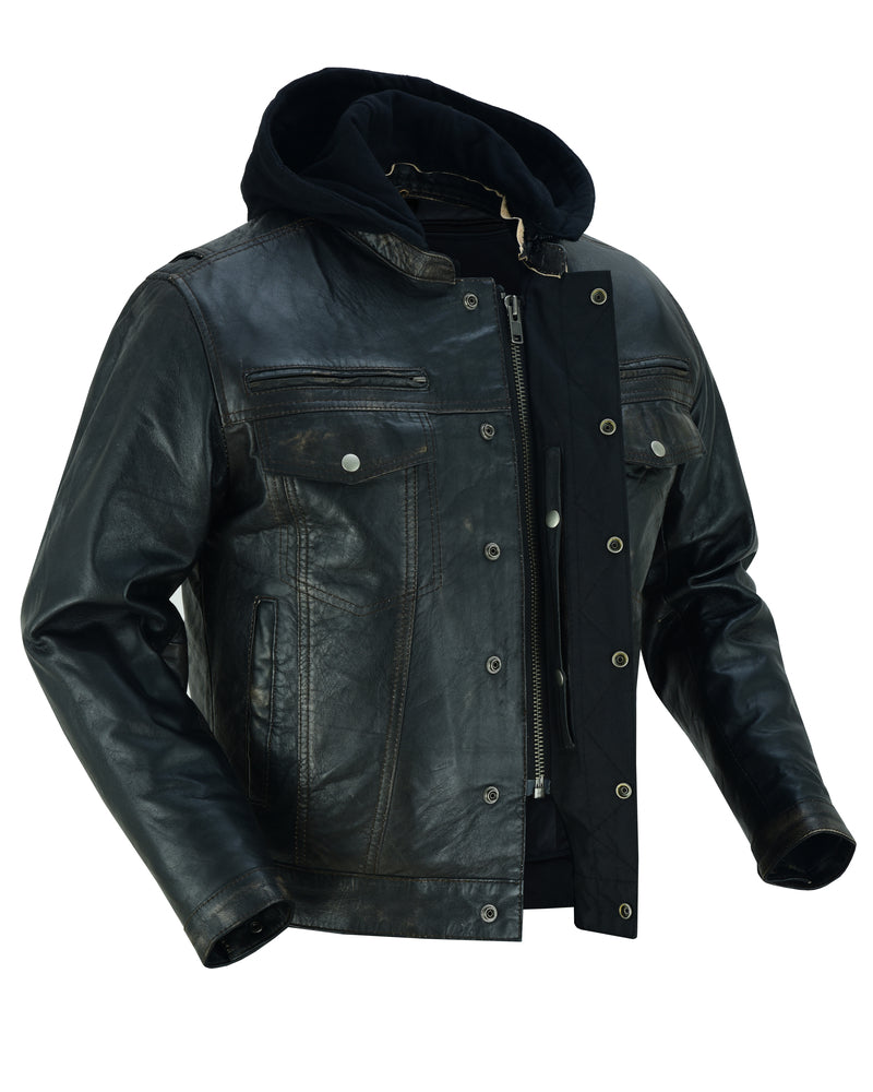 DS782 Men's Lightweight Drum Dyed Distressed Naked Lambskin Jacket