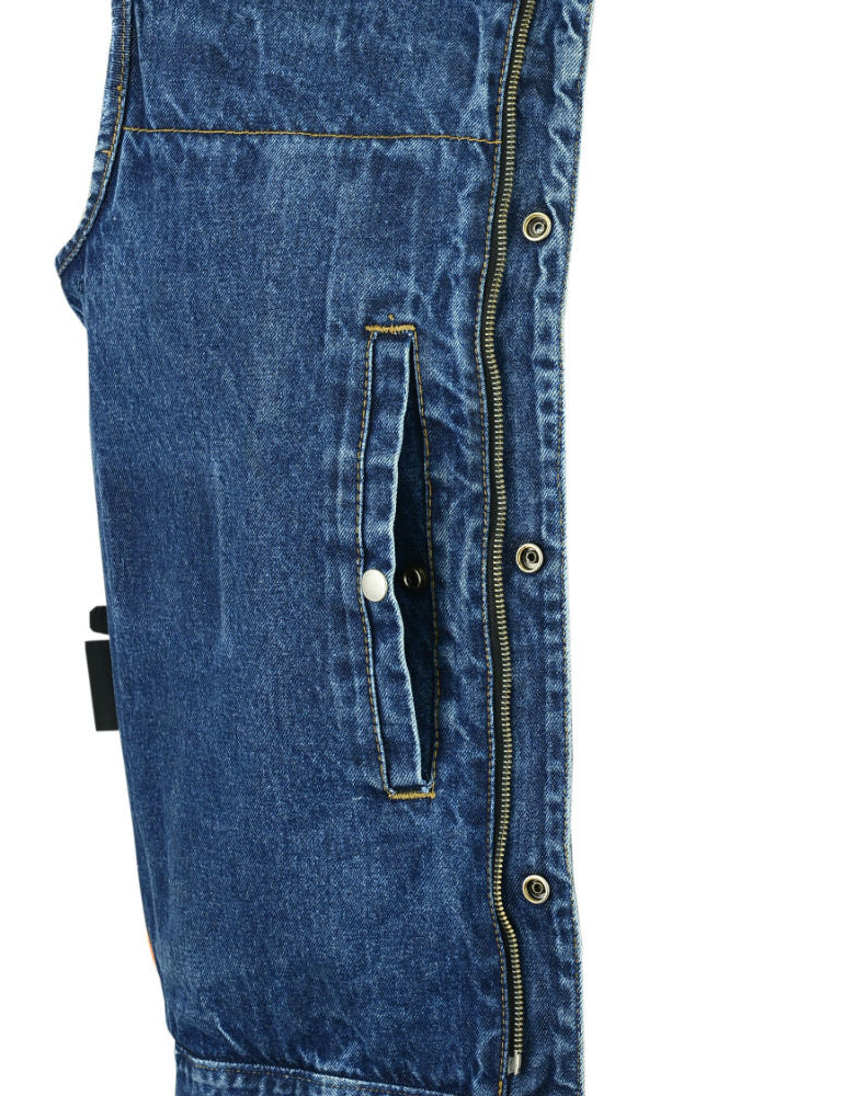 DM981BU Concealed Snaps, Denim Material, Hidden Zipper, w/o Collar