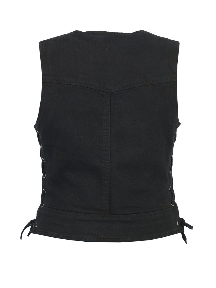 DM942BK Women's Stylish Black Denim Vest