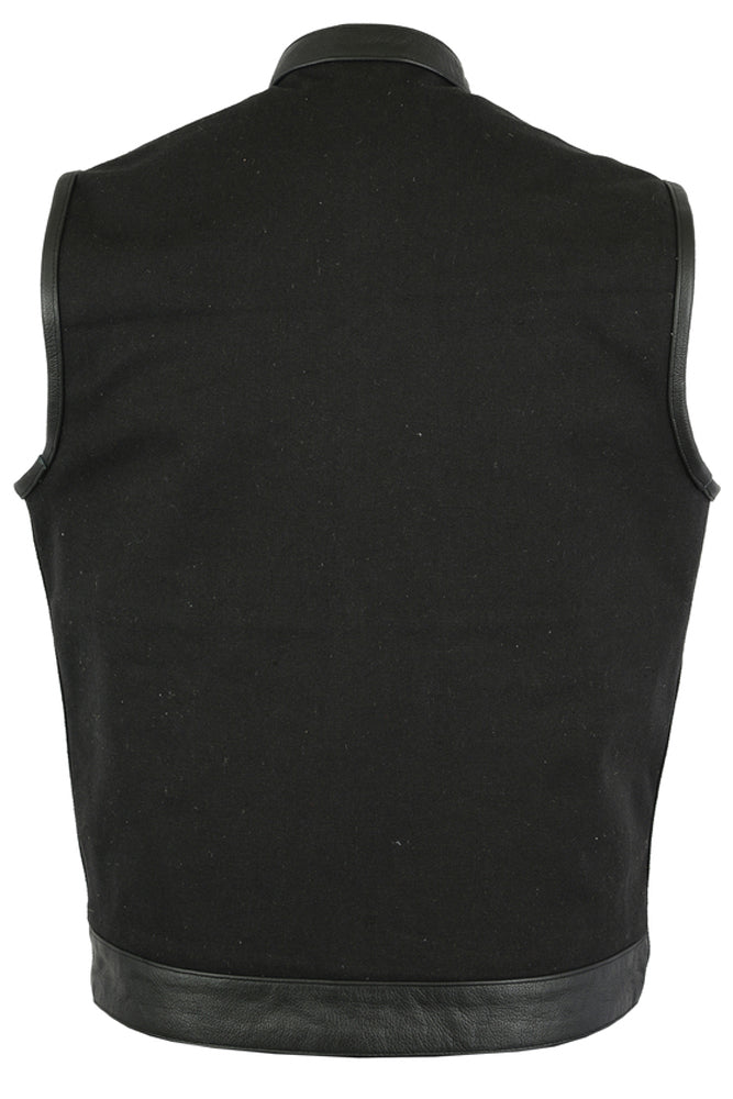 DS685 Canvas Material Single Back Panel Concealment Vest W/Leather Trimming