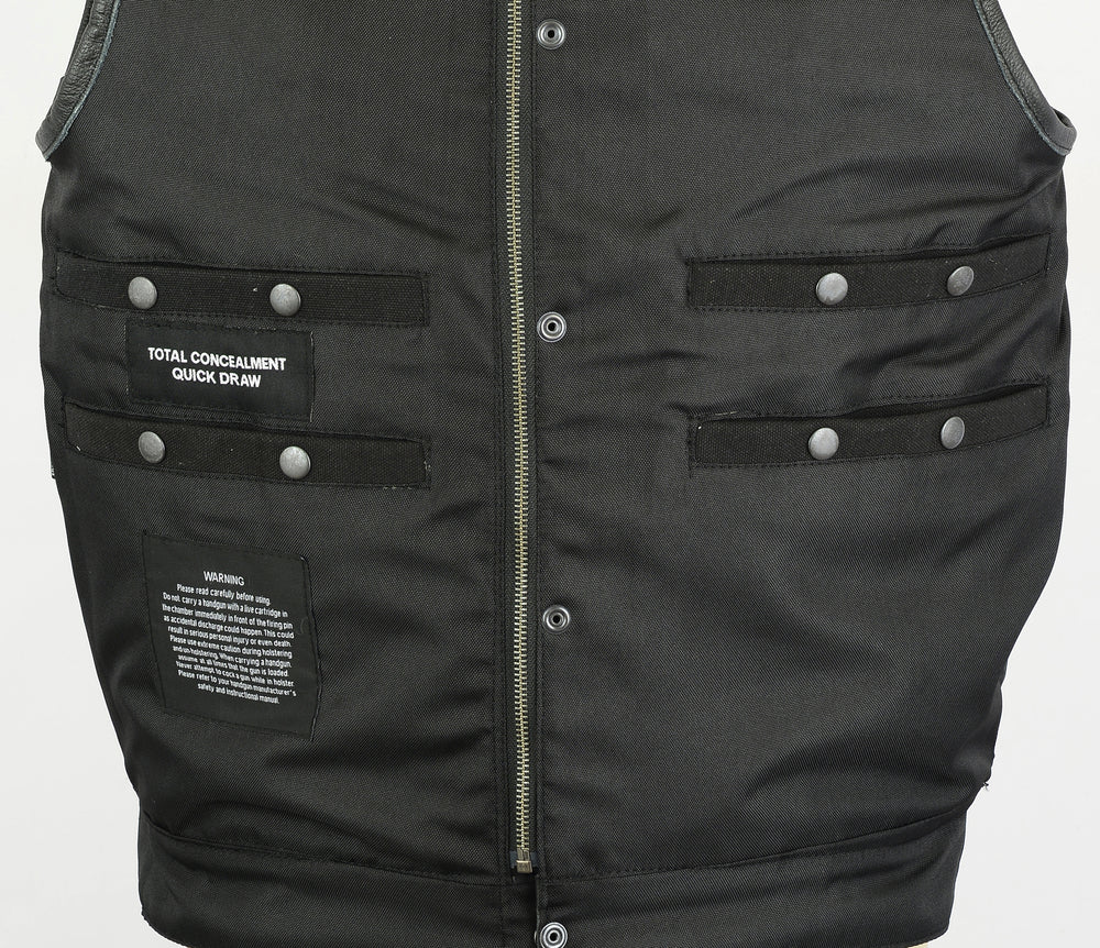 DS685 Canvas Material Single Back Panel Concealment Vest W/Leather Trimming