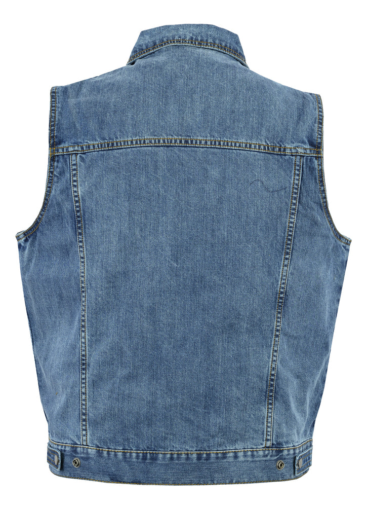 DM970BU Snap Front Denim Vest- Blue