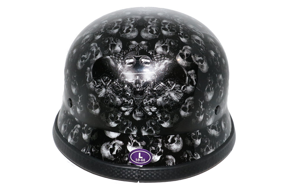 H81 Novelty German Grey Skull Gloss Black - Non DOT