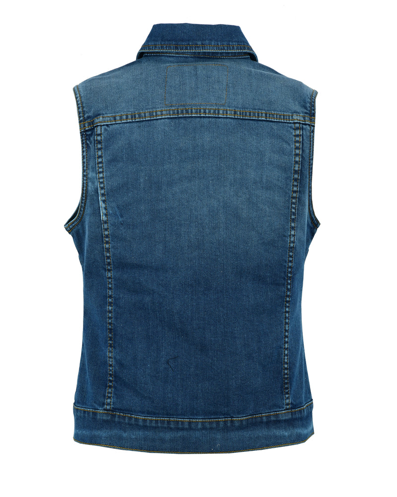 DM943  Women's Blue Denim Snap Front Vest