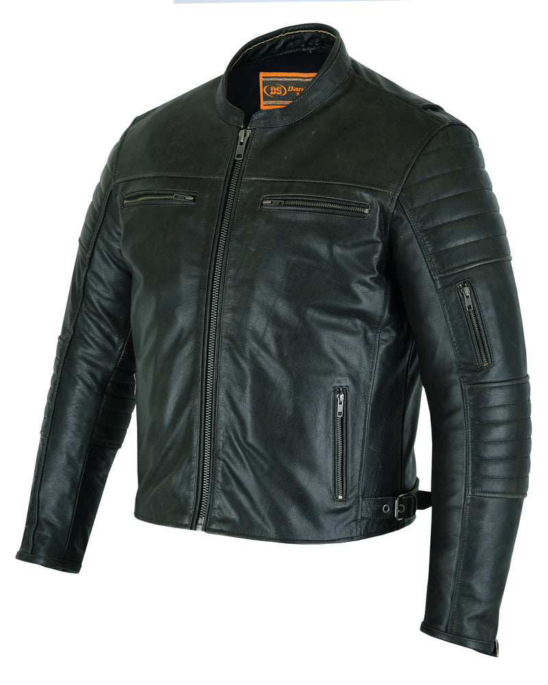 DS754 Men's Modern Crossover Scooter Jacket - Gun Metal Brown