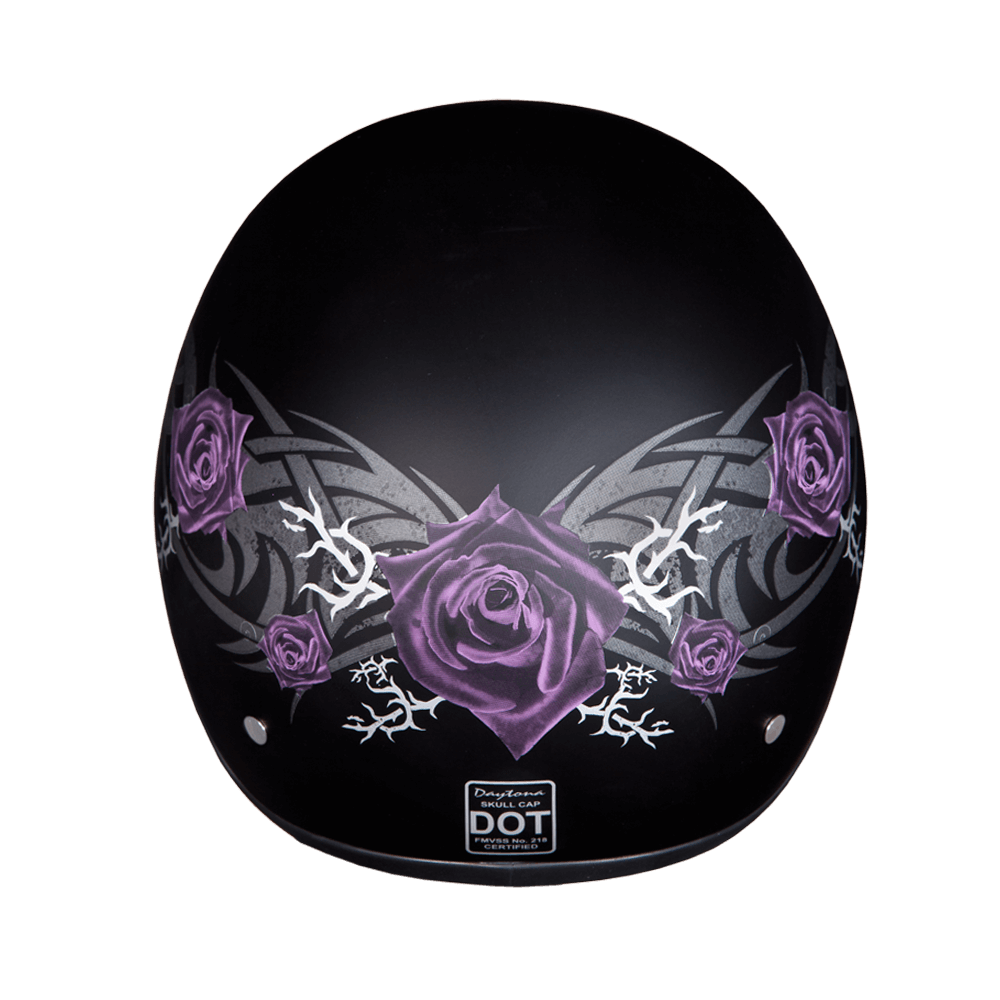 D6-PR D.O.T. DAYTONA SKULL CAP - W/ PURPLE ROSE