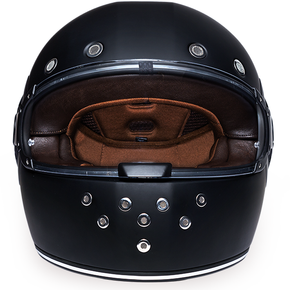 R1-B D.O.T. FULL FACE: DAYTONA RETRO: DULL BLACK