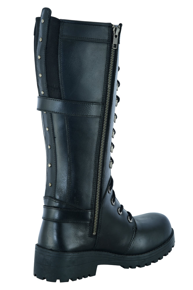 DS9765 Women's 15 Inch Black Leather Stylish Harness Boot