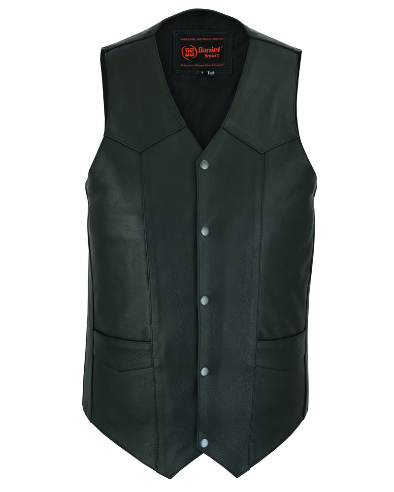 DS162TALL Men's Tall Classic Biker Leather Vest