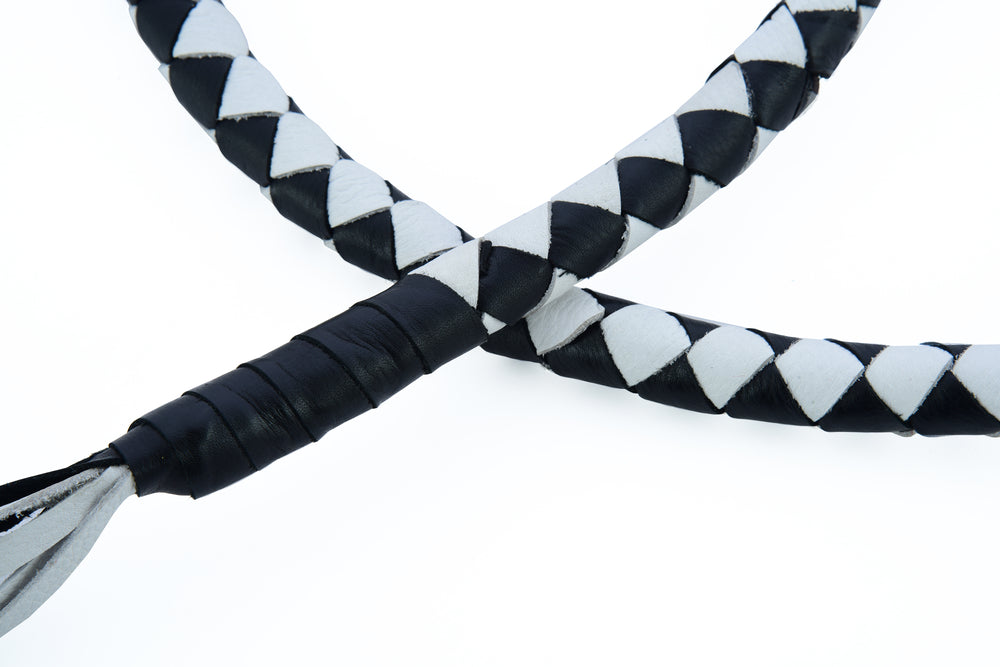 GBW204 Leather Biker Whip-White/Black