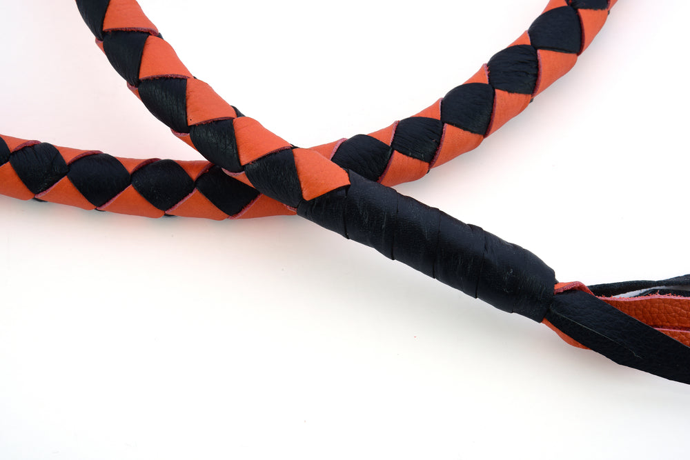 GBW202 Leather Biker Whip-Orange/Black